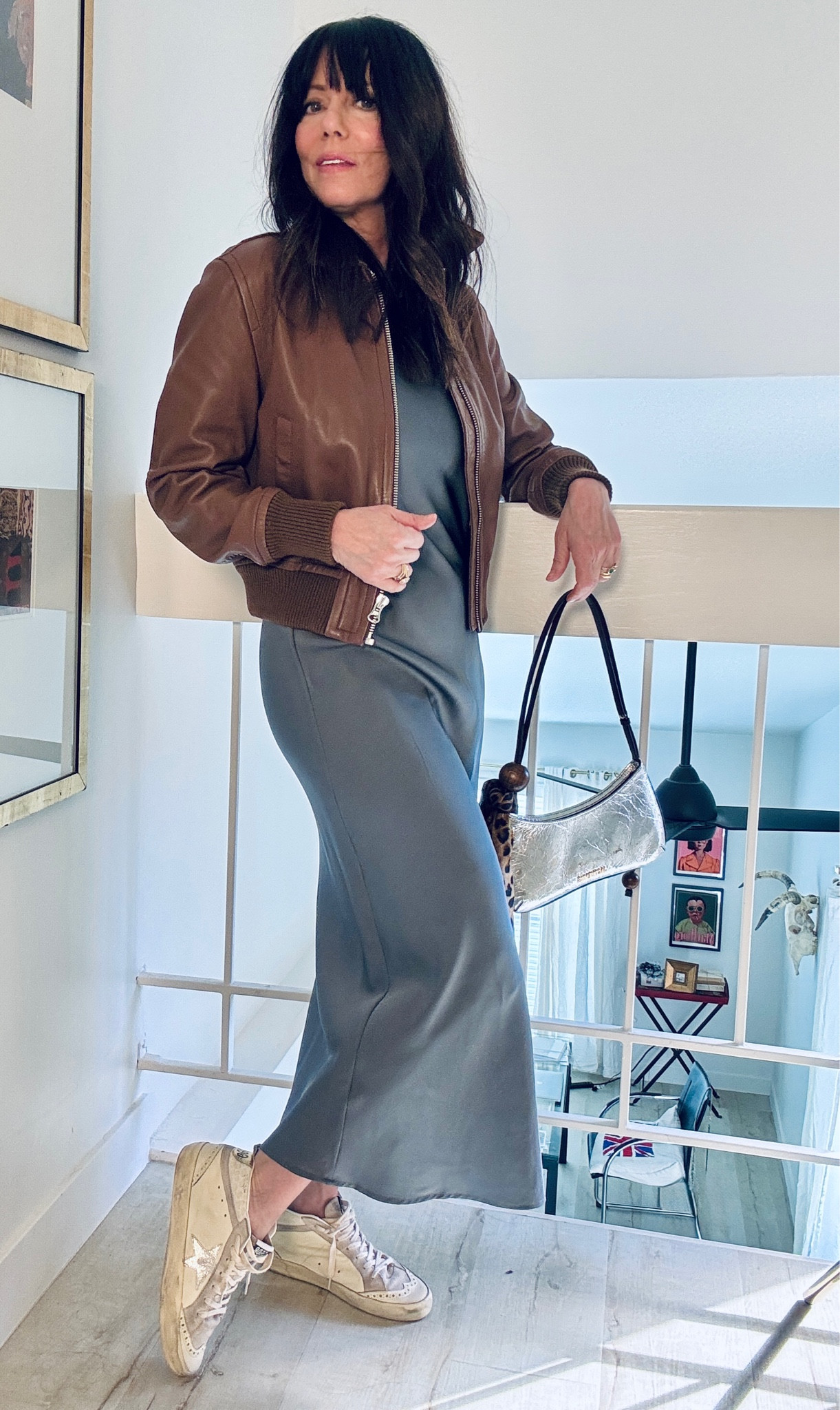 Mixing in casual sneakers and bomber jacket to tone done a dressy silk dress ♥️

#LTKWorkwear #LTKStyleTip #LTKFindsUnder100