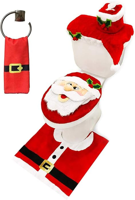 JOYIN 5 Pieces Christmas Theme Bathroom Decoration Set w/Toilet Seat Cover, Rugs, Tank Cover, Toi... | Amazon (US)