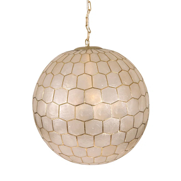 Leonard 1 - Light Unique / Statement Globe Pendant with Capiz Accents | Wayfair North America