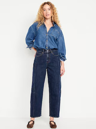 High-Waisted Barrel Ankle Jeans | Old Navy (US)