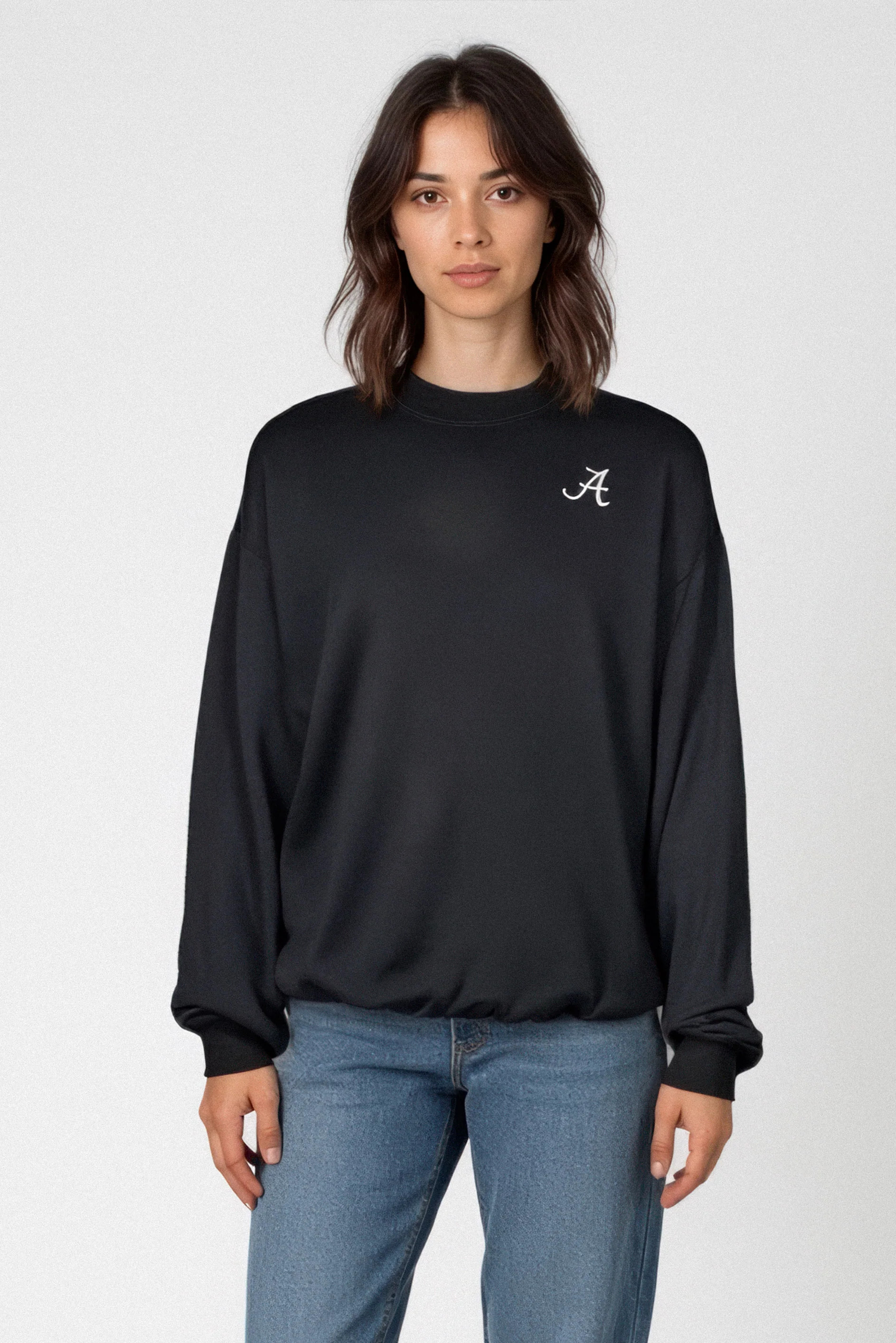 Logo Softest Fleece Crewneck in Black | Yea Alabama