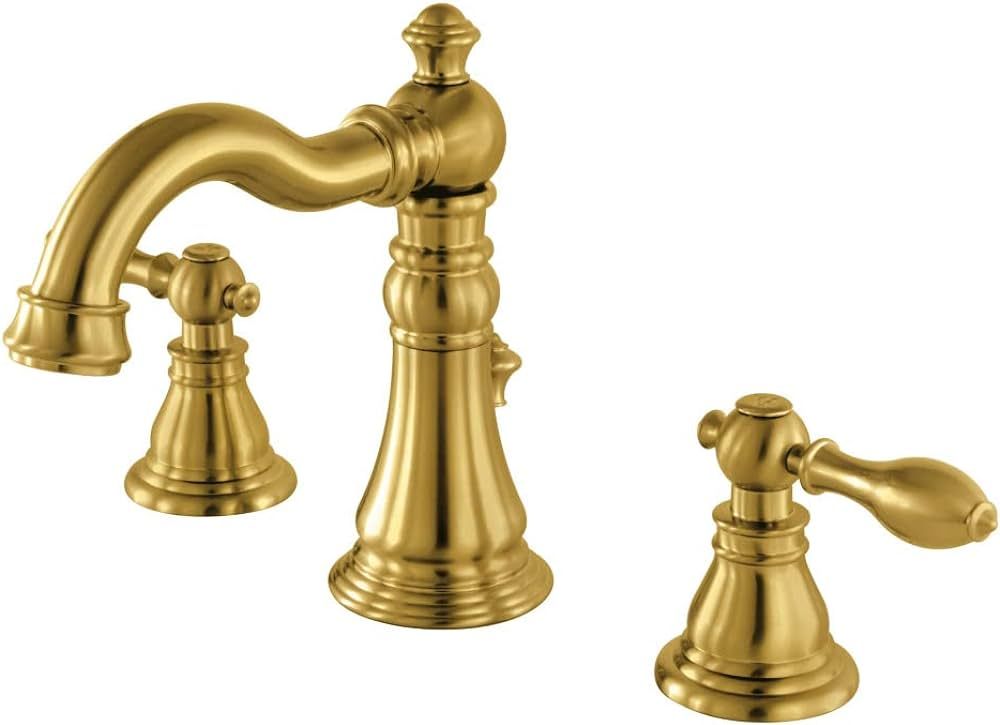 Kingston Brass FSC1973ACL American Classic Widespread Bathroom Faucet, 5-5/16", Brushed Brass | Amazon (US)