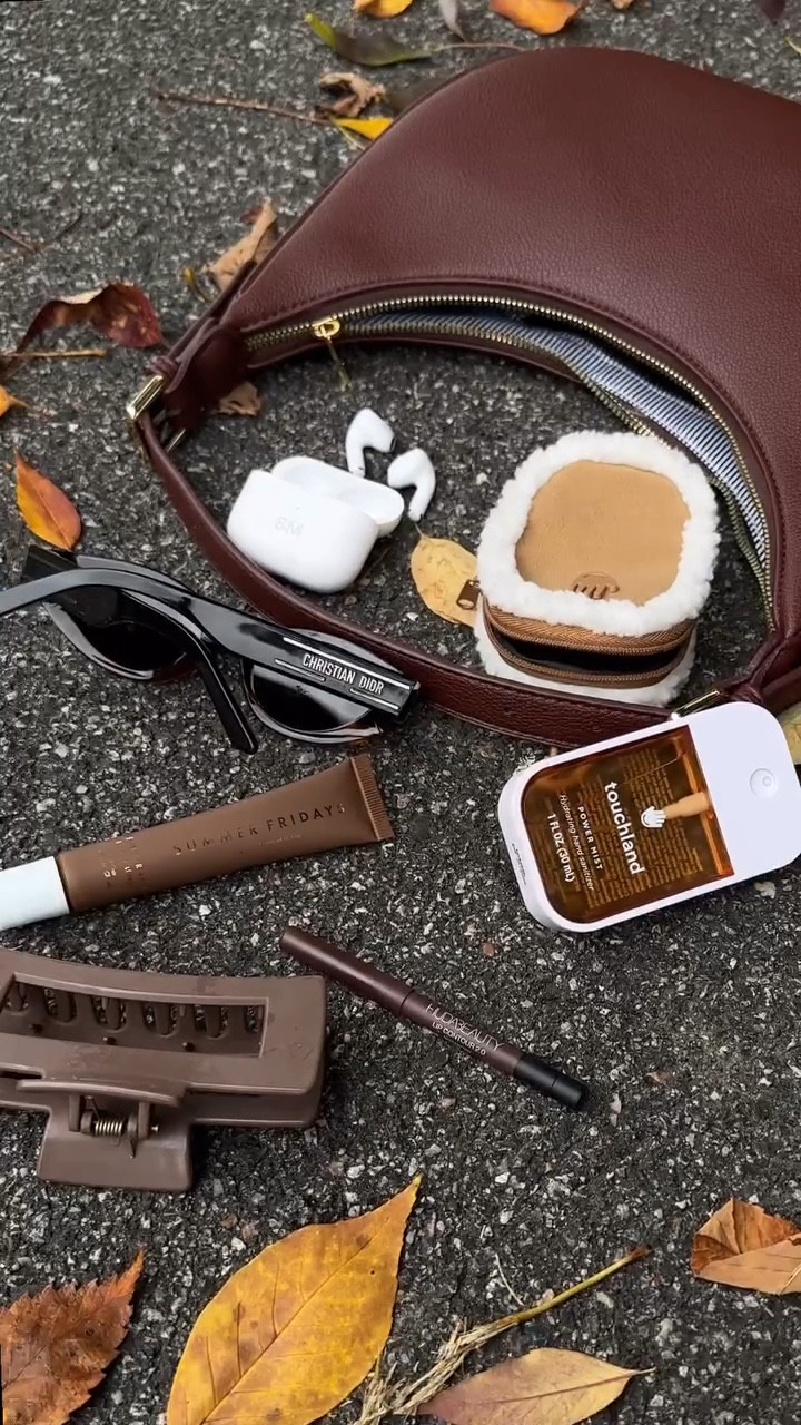 What’s in my bag, fall edition!👜🍂   

Im loving burgundy lately so this bag was perfect way to work it into my outfits. It’s a great size & fits my essentials and more! 

Also sharing seasonal limited time scents out right now like Summer Fridays hot cocoa lip balm & Touchland salted caramel hand sanitizer! I’m obsessed.🤍

#LTKSeasonal #LTKItBag #LTKFallSale