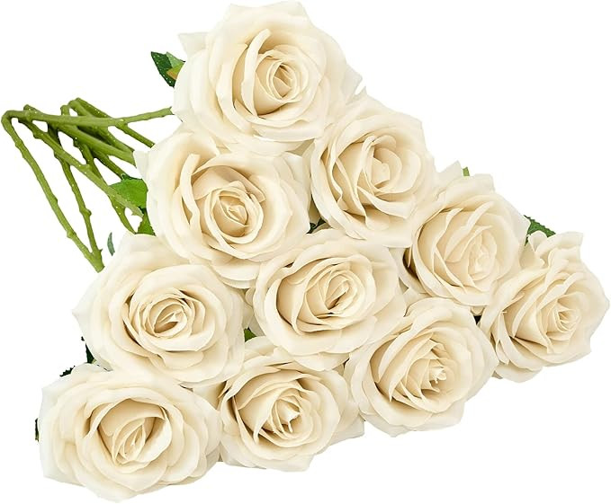 Artificial Rose 10pcs Open Flower Bouquet Faux Rose Stems for Wedding Arrangement, Bridal Bouquet... | Amazon (US)