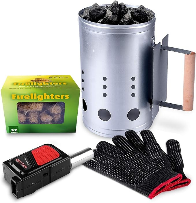 homenote Rapid Charcoal Chimney Starter Set Fireplace Accessories Lighter Cubes BBQ Heat Resistan... | Amazon (US)