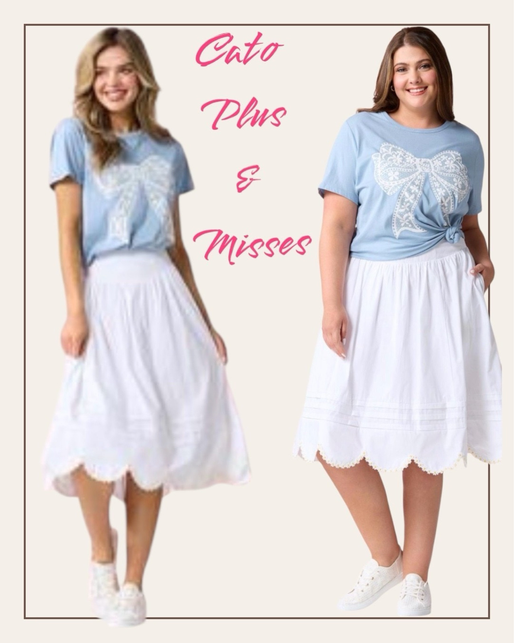 Cato cute bow t shirt and beautiful white skirt
#cutesummeroutfit
#cato
#plus

Follow my LTK @417bargainfindergirl on the @shop.LTK app to view this post and get my exclusive app-only content!

#liketkit 
@shop.ltk
https://liketk.it/68jJl