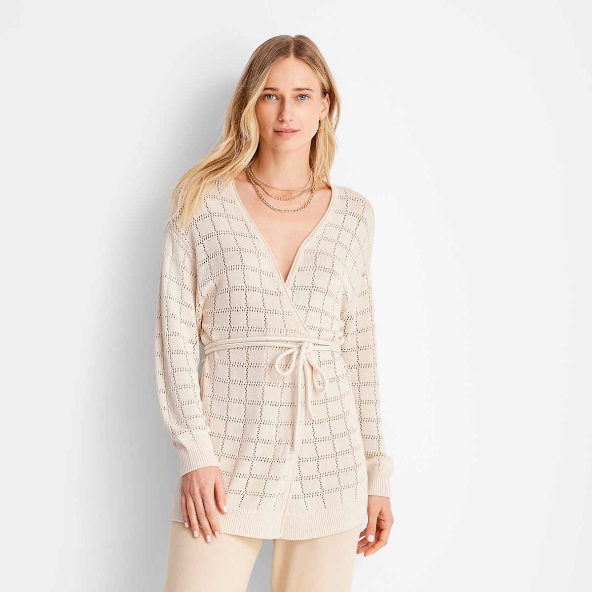 Women's Tie-Front Pointelle Cardigan - Future Collective™ with Jenny K. Lopez | Target