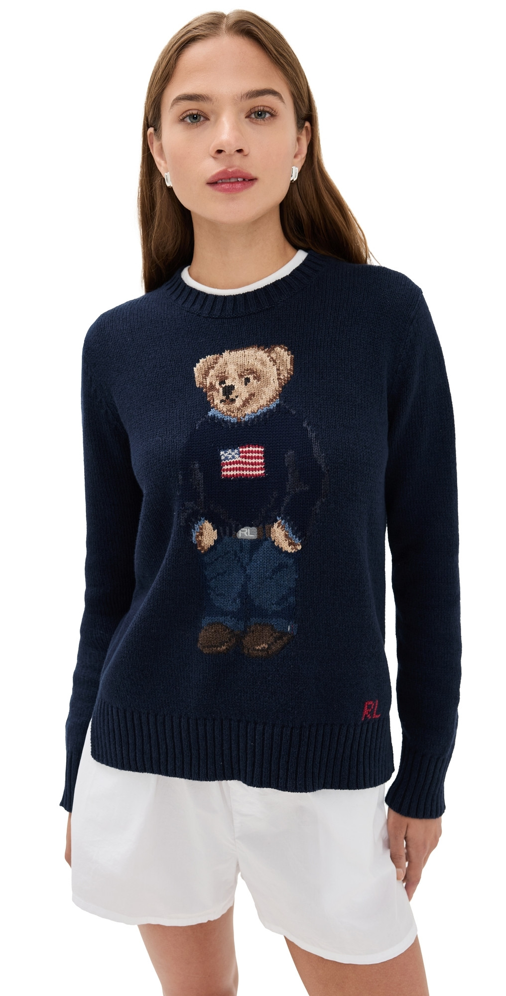 Polo Ralph Lauren American Flag Bear Sweater Navy Multi XS | Shopbop