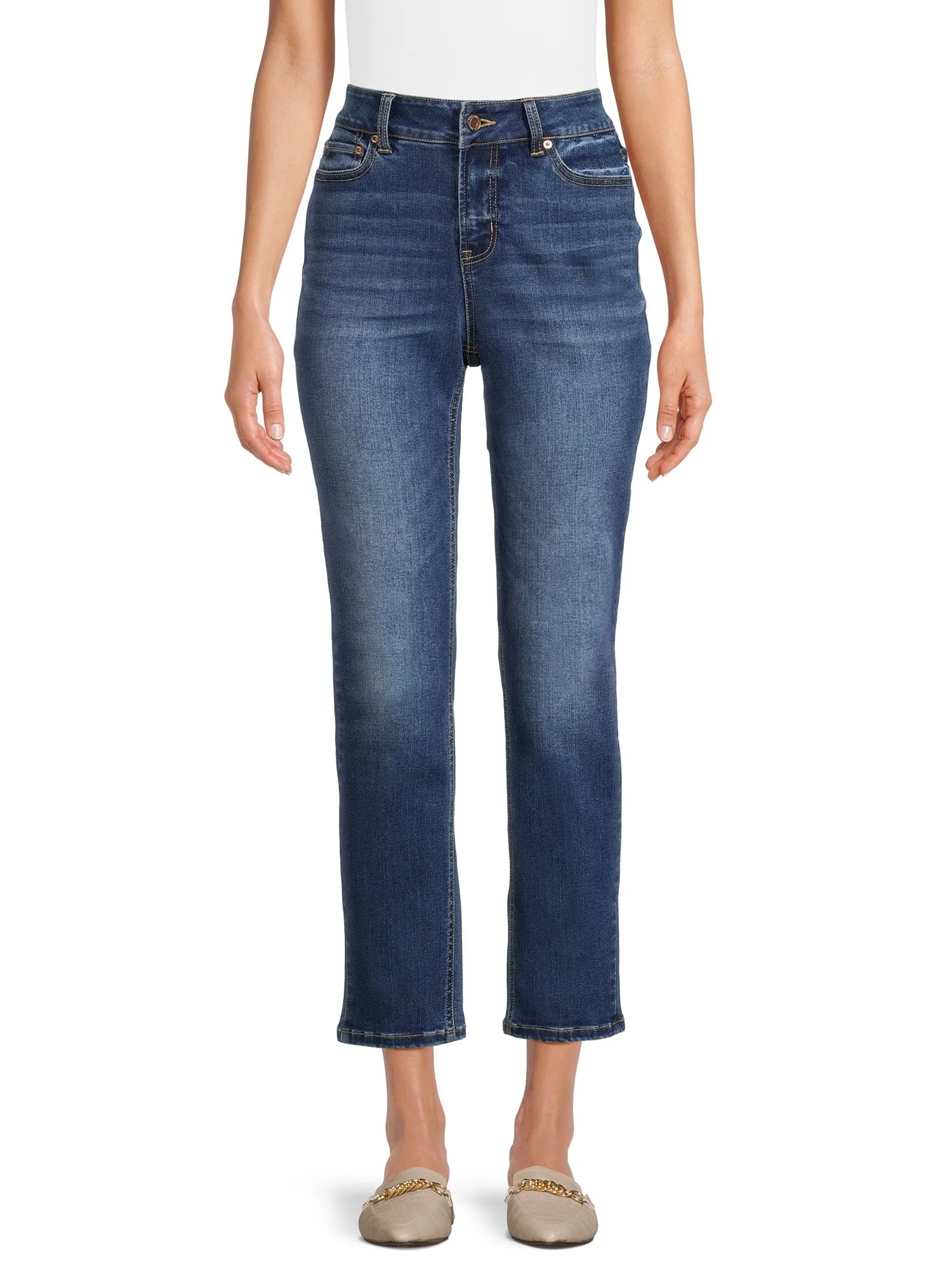 Time and Tru Women's Mid Rise Straight Leg Jeans, 29" Inseam - Walmart.com | Walmart (US)