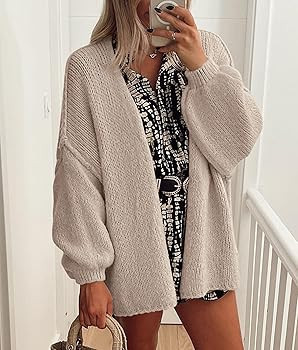 PRETTYGARDEN Womens Oversized Cardigan Sweaters 2024 Fall Long Lantern Sleeve Knit Open Front Lig... | Amazon (US)