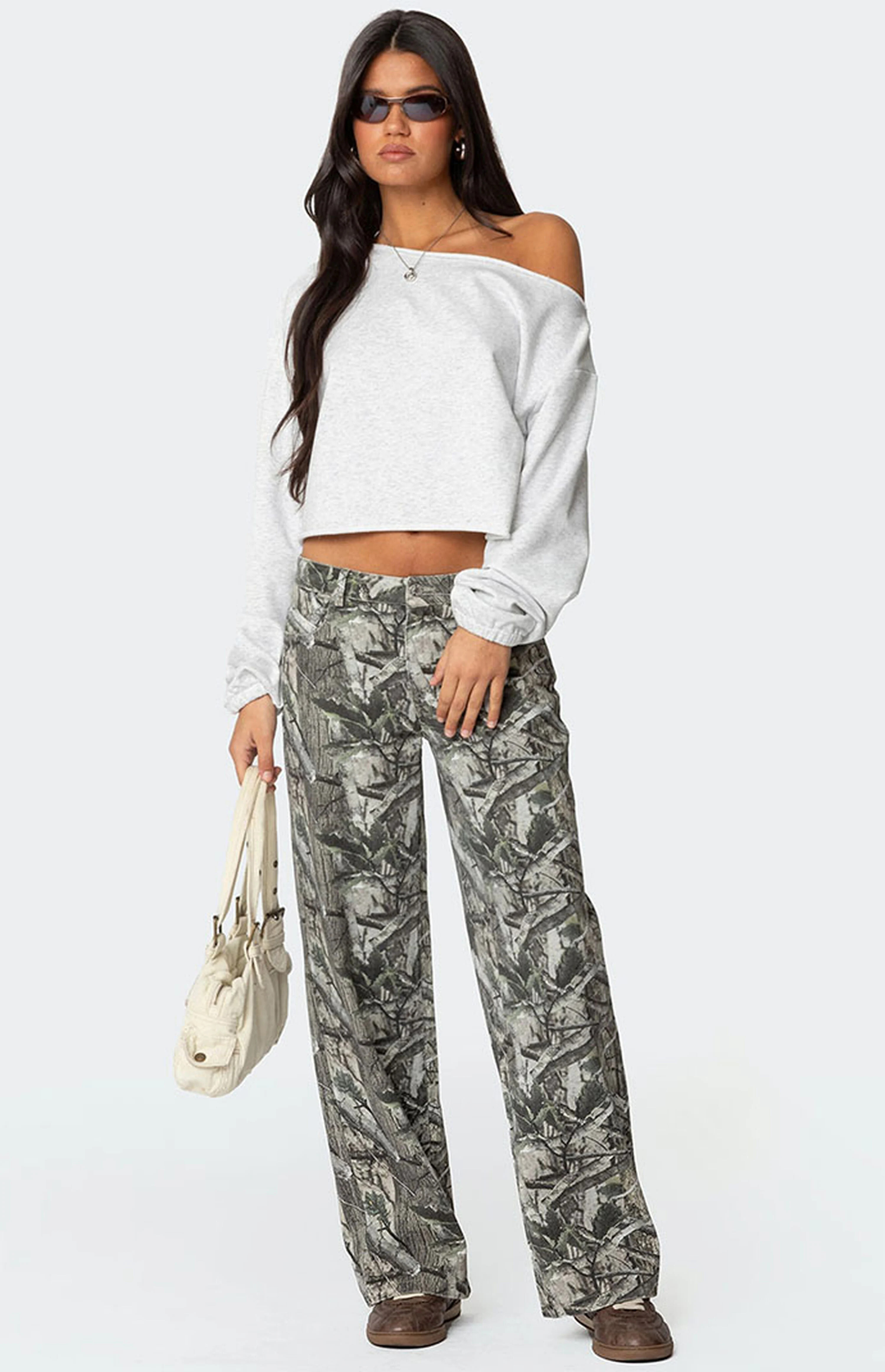 Edikted Camo & Bow Low Rise Jeans | PacSun