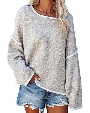 SALENT Women's Casual Oversized Sweaters Loose Soft Chunky Knit Long Batwing Sleeve Pullover Swea... | Amazon (US)