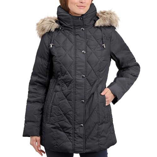 London Fog Women's Diamond Quilted Down Coat, Navy, X-Small | Amazon (US)