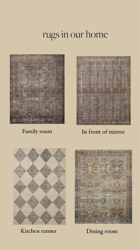 Rugs in our home 

Home rugs, living room rug, kitchen rug, dining room rug, foyer rug 

#LTKhome