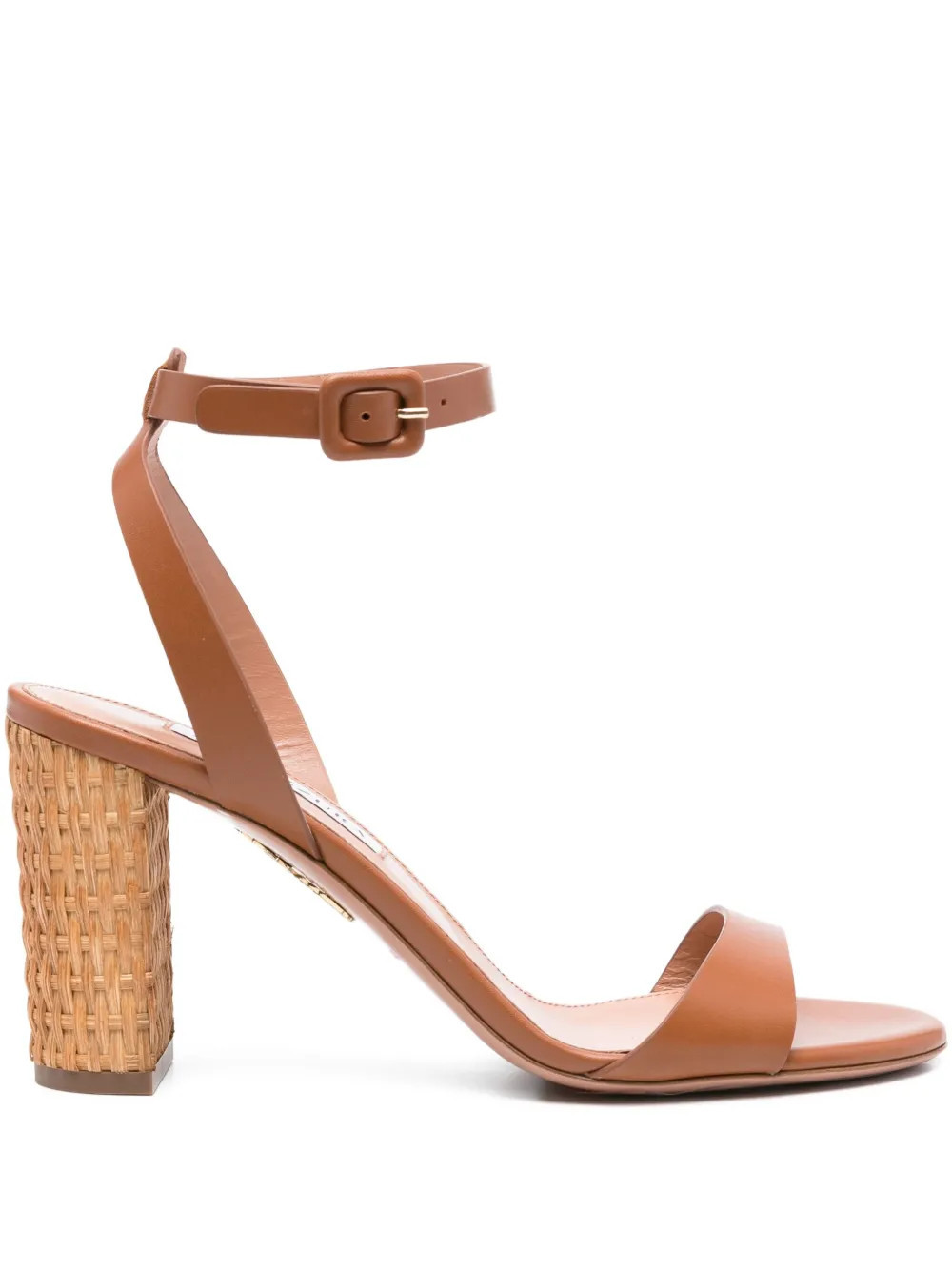 Aquazzura 85mm Sunseeker woven-block leather sandals - Brown | Farfetch Global