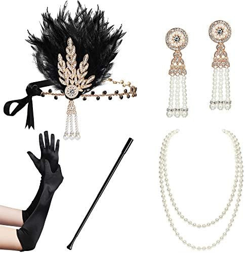 BABEYOND 1920s Flapper Gatsby Costume Accessories Set 20s Flapper Headband Pearl Necklace Gloves ... | Amazon (US)