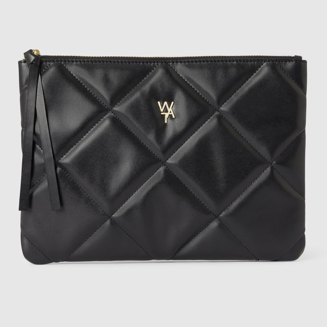 VEGAN LEATHER QUILTED POUCH - BLACK | WAT The Brand