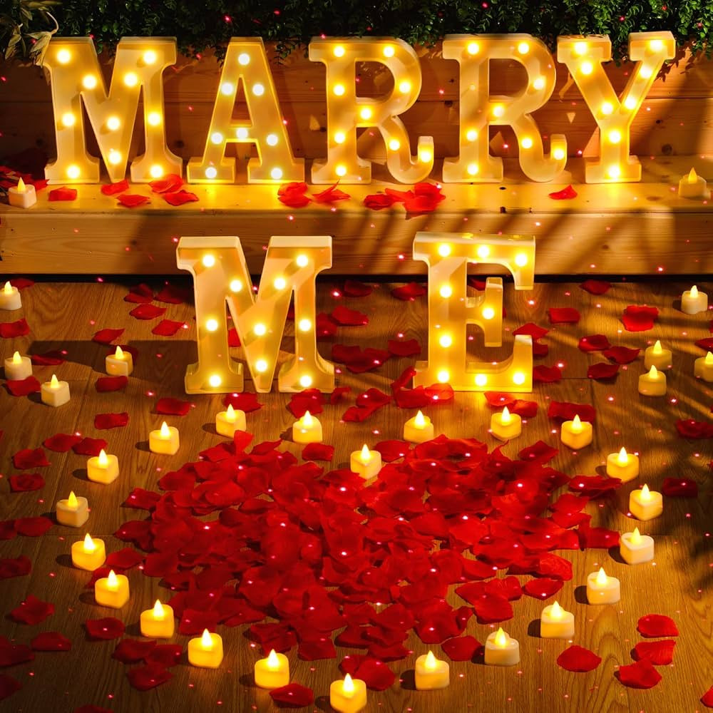 Hortsun Marry ME Light up Letters Wedding Proposal Decorations Will You Marry Me I Love U Sign Ro... | Amazon (US)