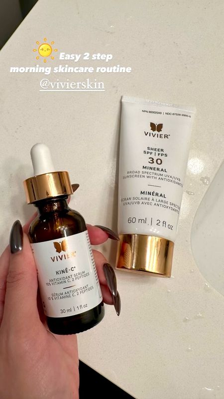 Easy 2 step skincare routine with Vivier Skin. Keeping it simple with a vitamin C serum and mineral tinted sunscreen. 

#LTKstyletip #LTKbeauty