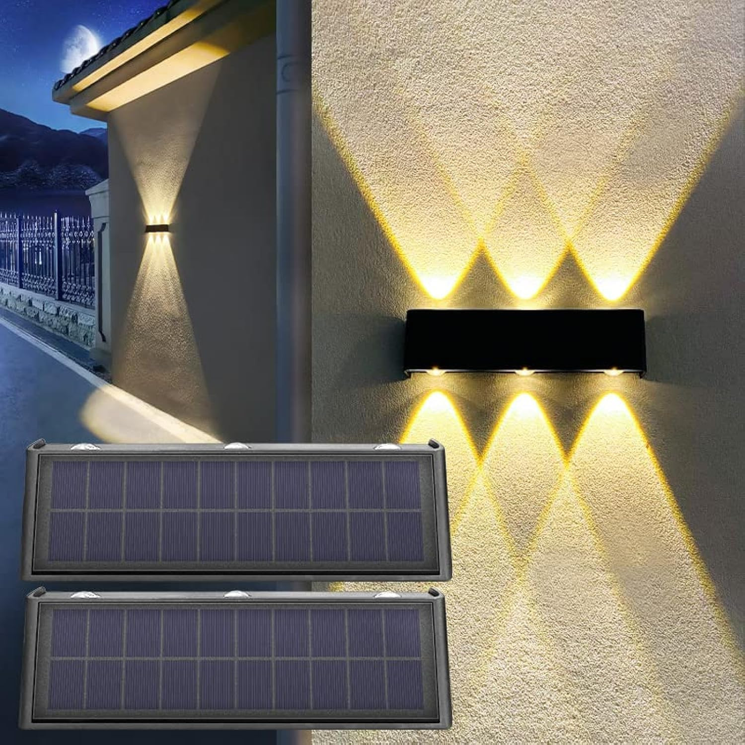 Solar Outdoor Lights Dusk to Dawn Outdoor Lighting 3000K Warm Aluminum Wall Sconce Up Down for Fe... | Walmart (US)