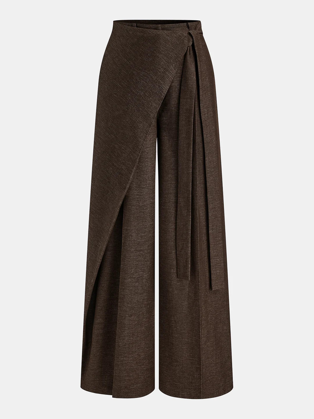 Asymmetric Wrap Wide-Leg Pants | Commense