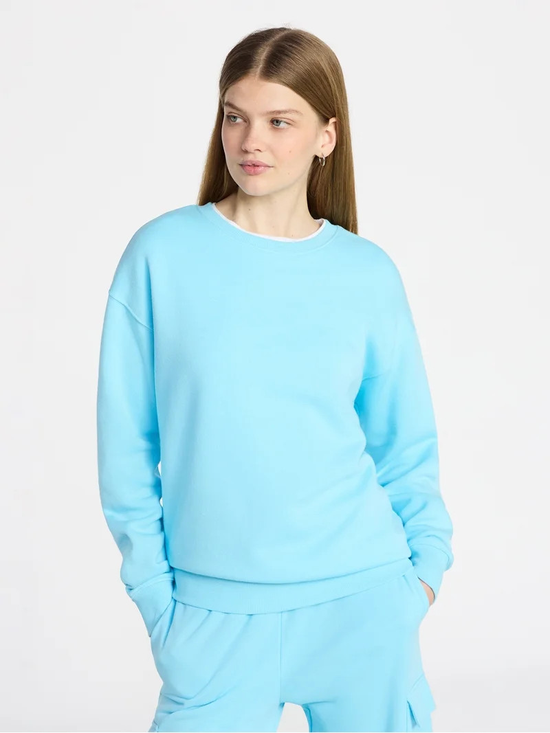 No Boundaries Oversized Fleece Sweatshirt with Long Sleeves, Women's XXS-4X | Walmart (US)