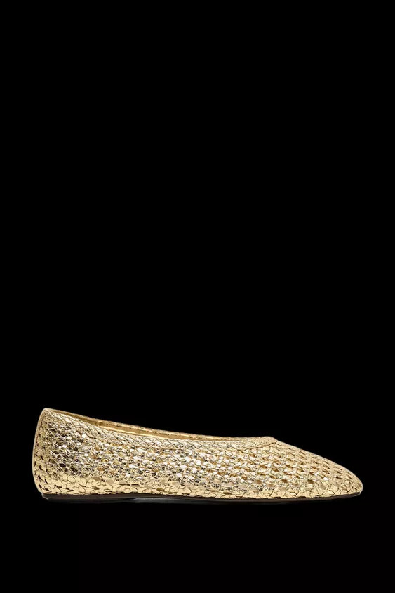 METALLIC BRAIDED EFFECT BALLET FLATS | Zara UK