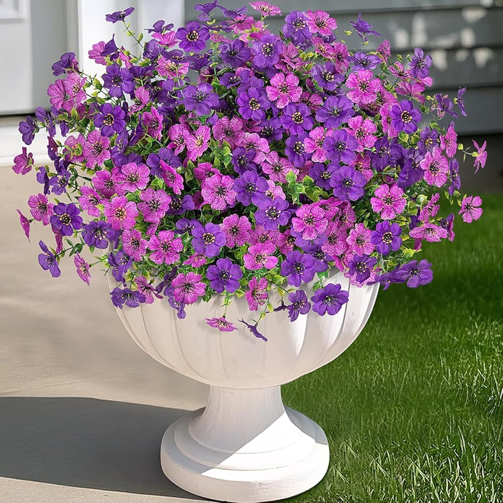 Artificial Fake Mums Flowers for Outdoor Spring Decor, 12 Bundles Faux Flowers Plants Silk Daisy ... | Amazon (US)