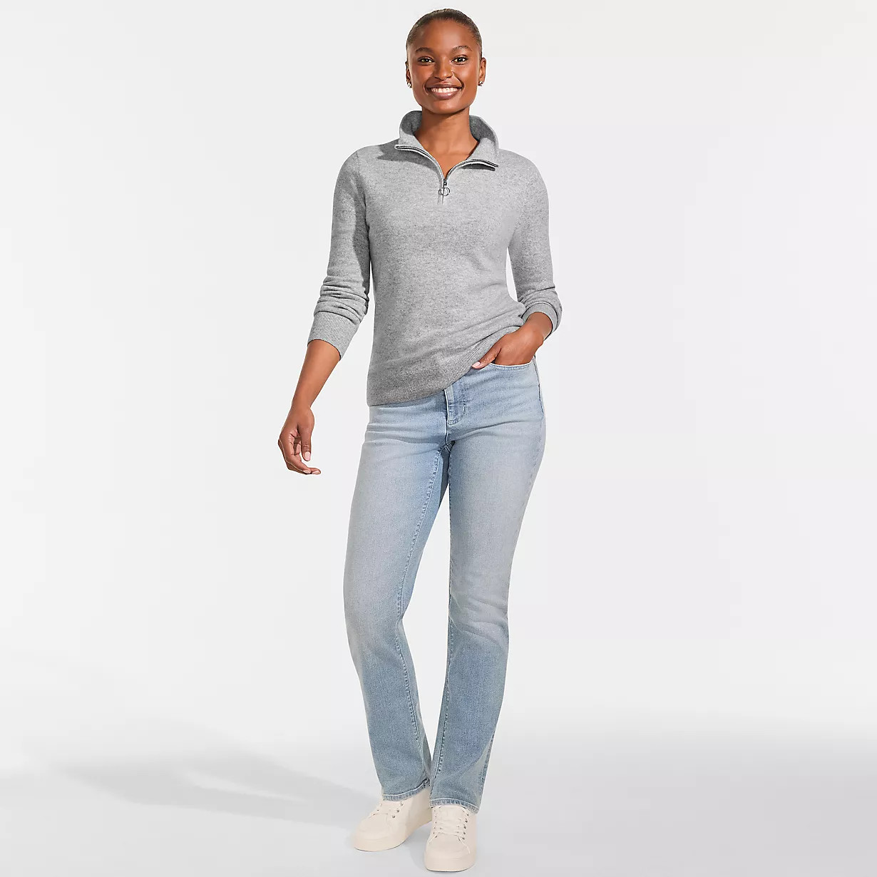Women's Cashmere Quarter Zip Sweater | Lands' End (US)