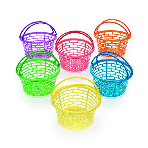 Fun Express Plastic Easter Basket Buckets, 6" Diameter, for Easter Party Egg Hunts Kids Easter Basket Decoration Activity - 12 Pieces | Amazon (US)