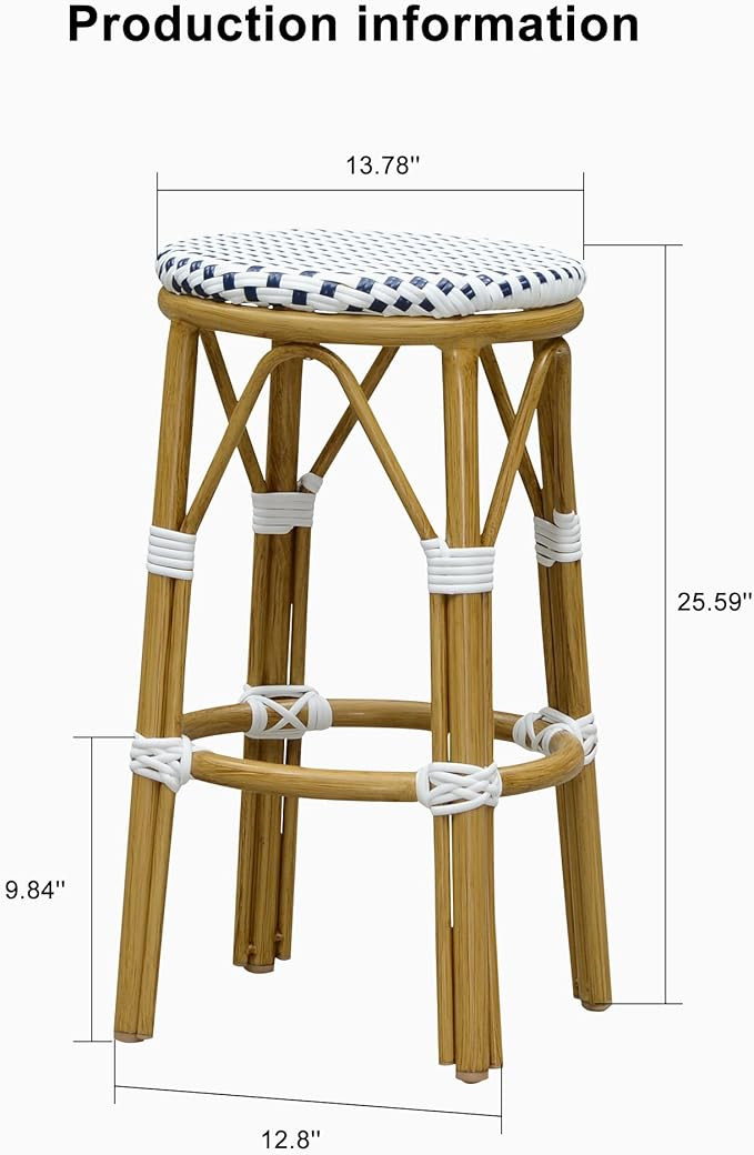 PURPLE LEAF Patio Round Counter Height Stool Set of 2 Outdoor Backless Barstools Aluminum Frame i... | Amazon (US)