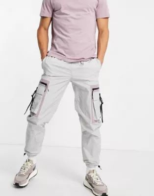 Topman relaxed patch pocket cargo pants in light gray | ASOS (Global)