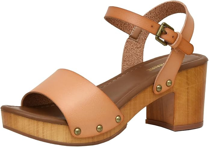 CUSHIONAIRE Women's Sloan Faux Wood Sandal +Memory Foam Insole & LiteSole Technology -Wide Widths... | Amazon (US)
