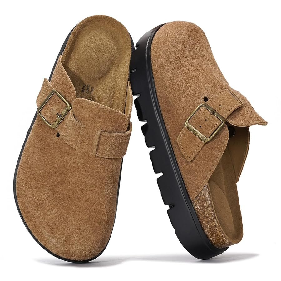 Project Cloud Genuine Leather Platform Clogs for Women Footwear - Memory Foam Arch Support Cork F... | Amazon (US)