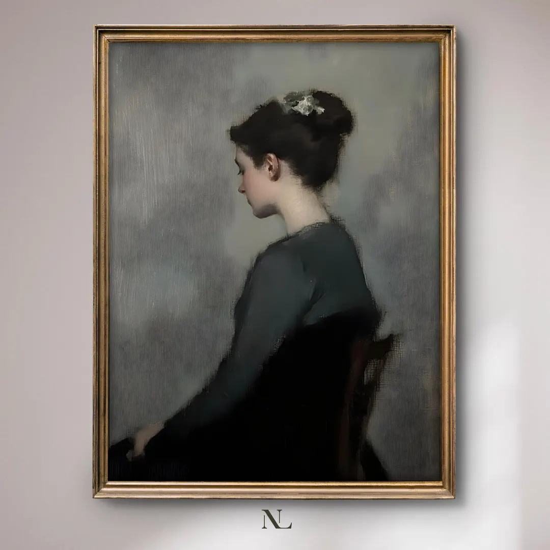 French-inspired Portrait Print, Moody Grey Wall Art, Digital Download, Elegant Gift Idea, Vintage... | Etsy (US)