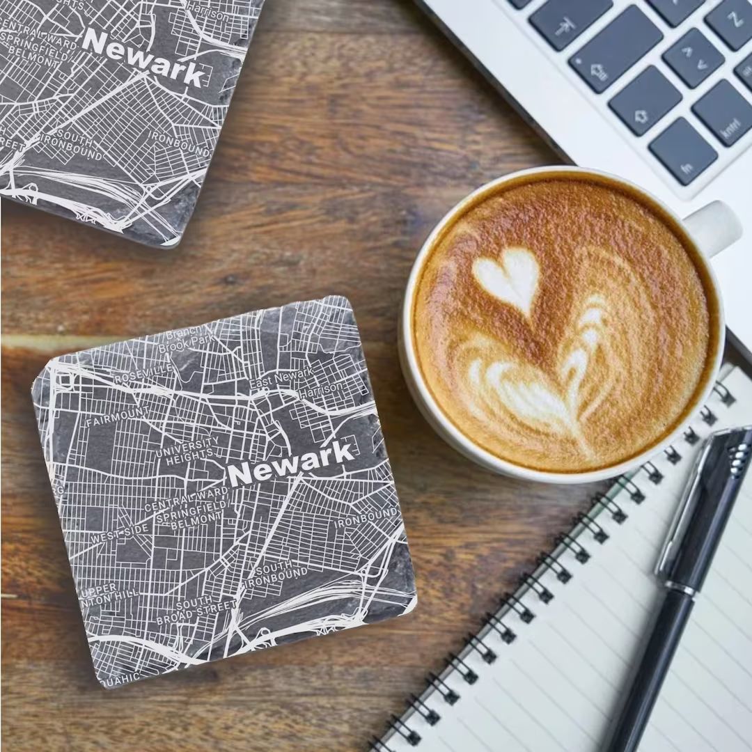 Newark Street Map Coaster, Newark NJ Decor, Housewarming, Newark NJ Gift, Coaster Set, Realtor Cl... | Etsy (US)