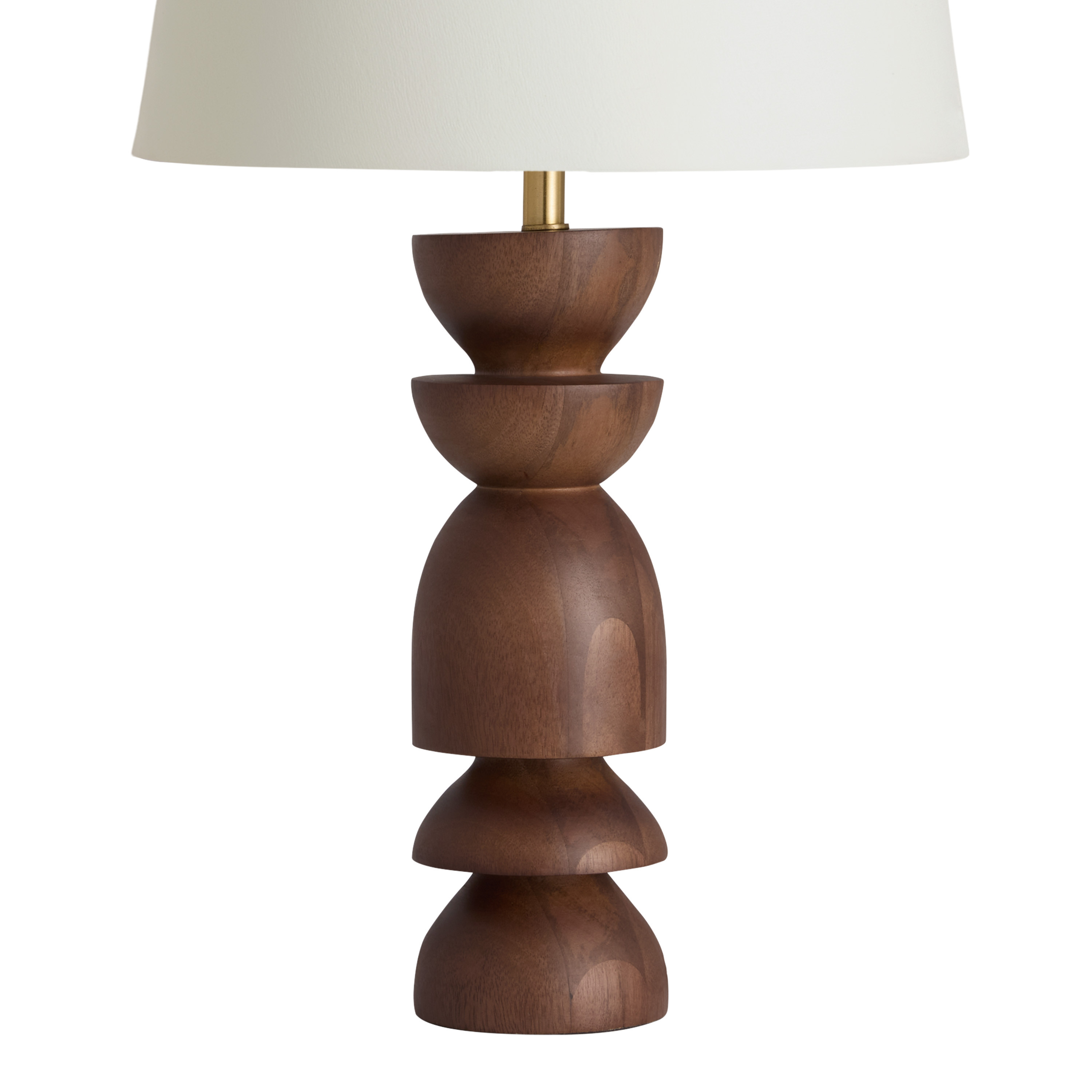 Dark Walnut Carved Geo Sculptural Column Table Lamp Base | World Market