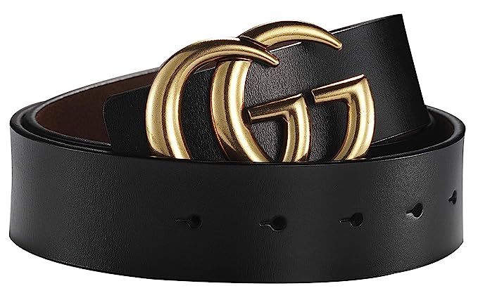 Big Hot Gold Buckle Leather Belt for Women Lady Unisex - USA Fast Deliver 2-7 Days Guarantee - 3.... | Amazon (US)