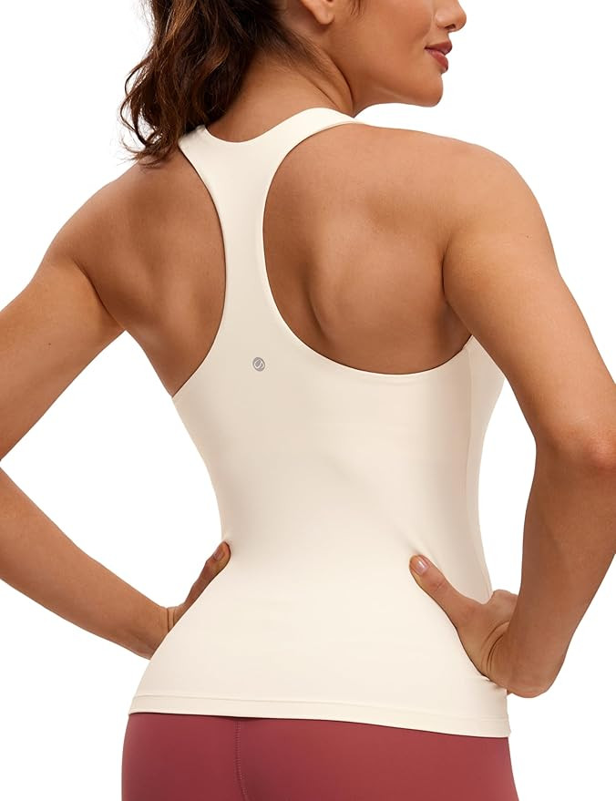 CRZ YOGA Butterluxe Workout Tank Tops for Women Built in Shelf Bras Padded - Racerback Athletic S... | Amazon (US)