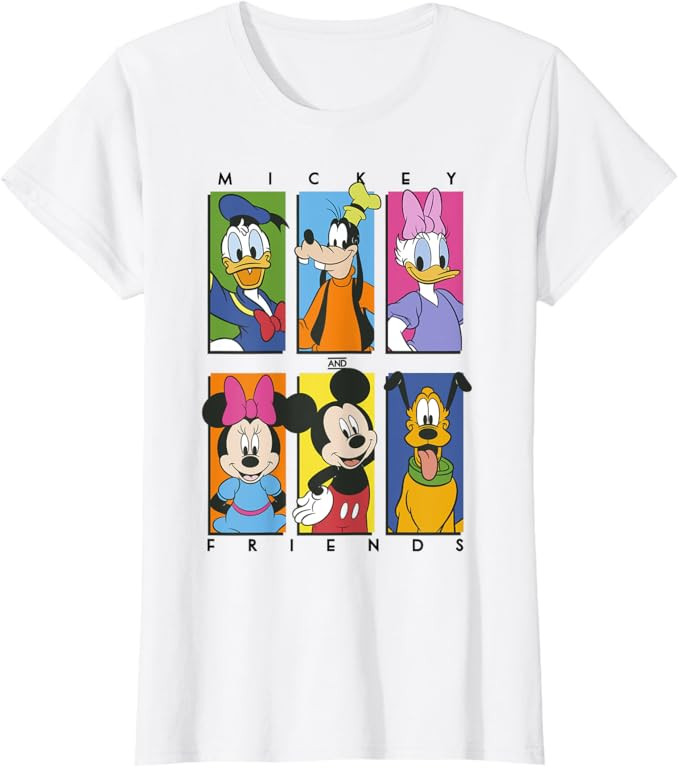 Disney Mickey And Friends Group Shot Panels T-Shirt | Amazon (US)