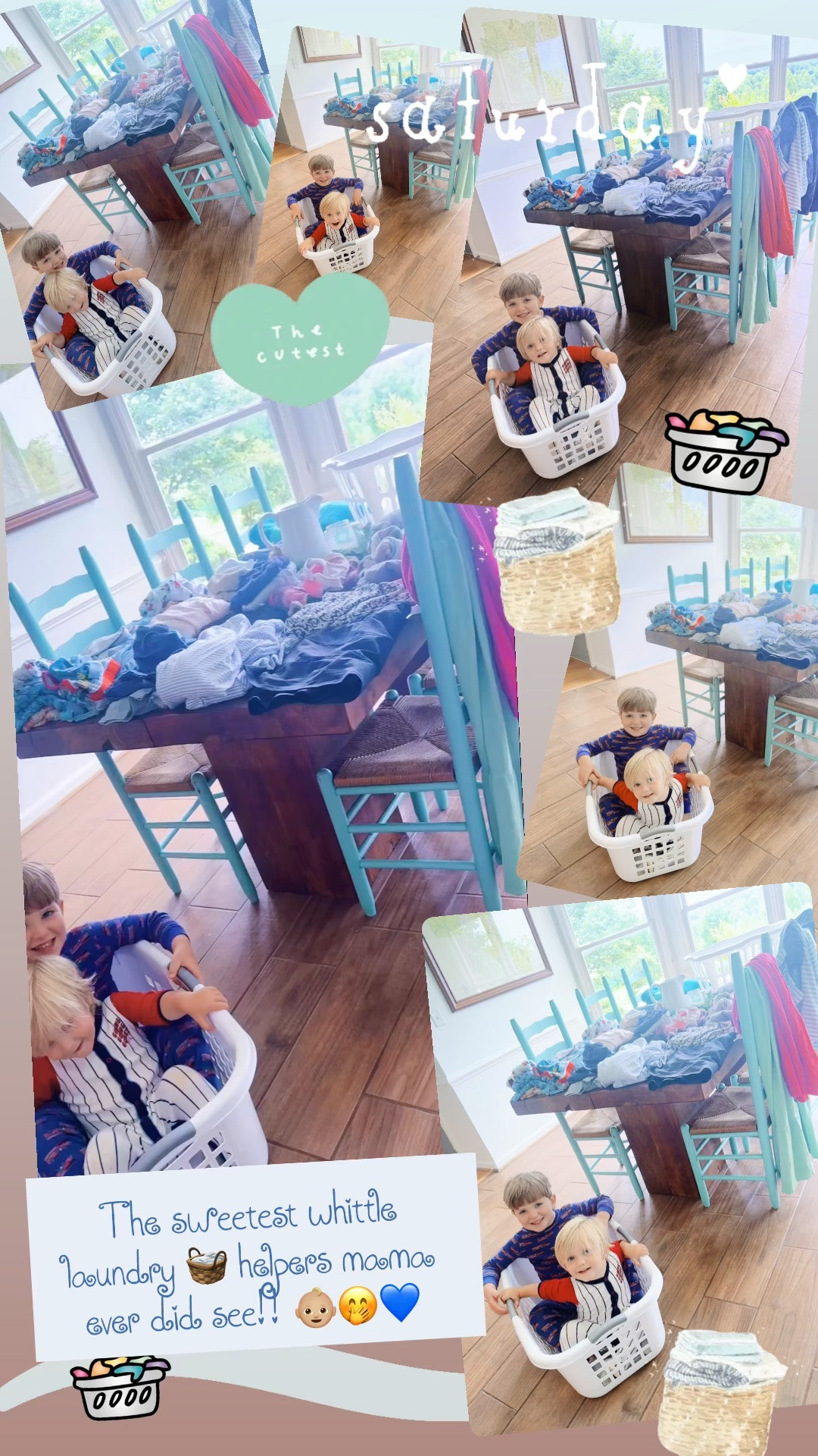 The sweetest whittle laundry 🧺 helpers mama ever did see!! 👶🏼🤭💙