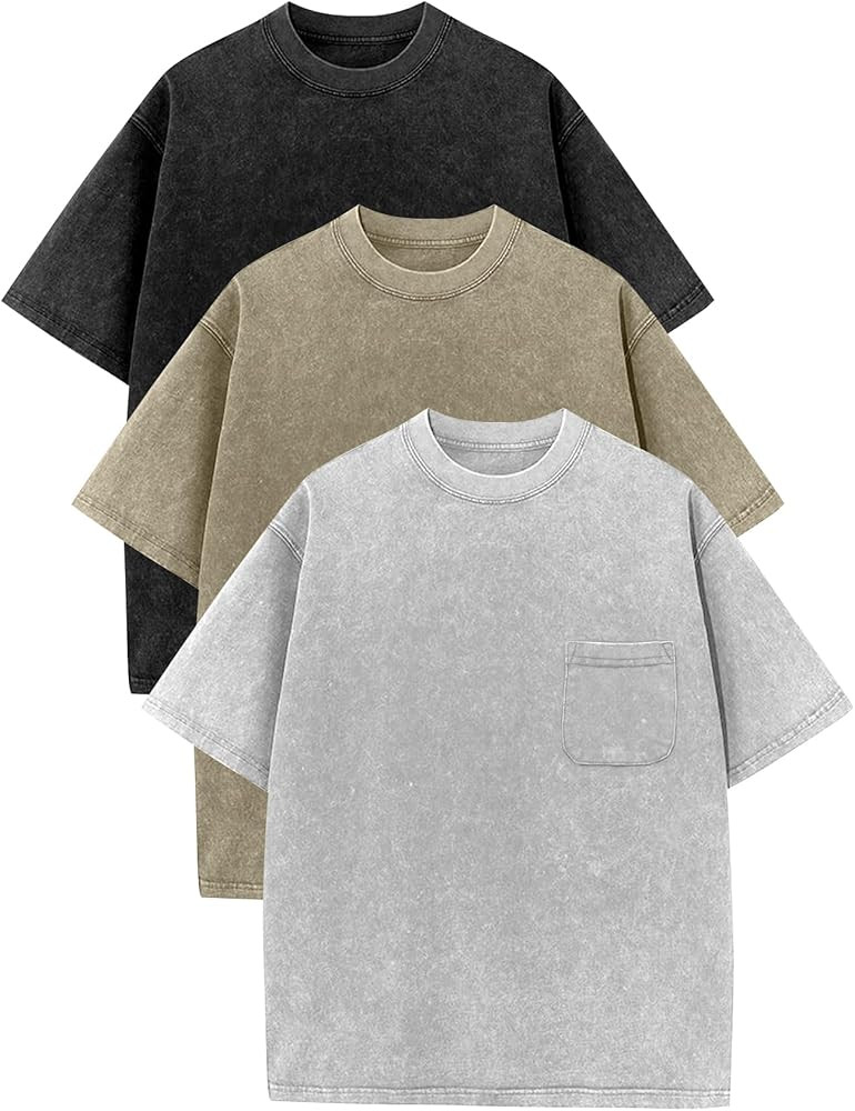 COZYPOIN 3 Pack Unisex Boys Girls T-Shirts Kids Short Sleeve Crewneck Acid Washed Tee Shirts Summ... | Amazon (US)