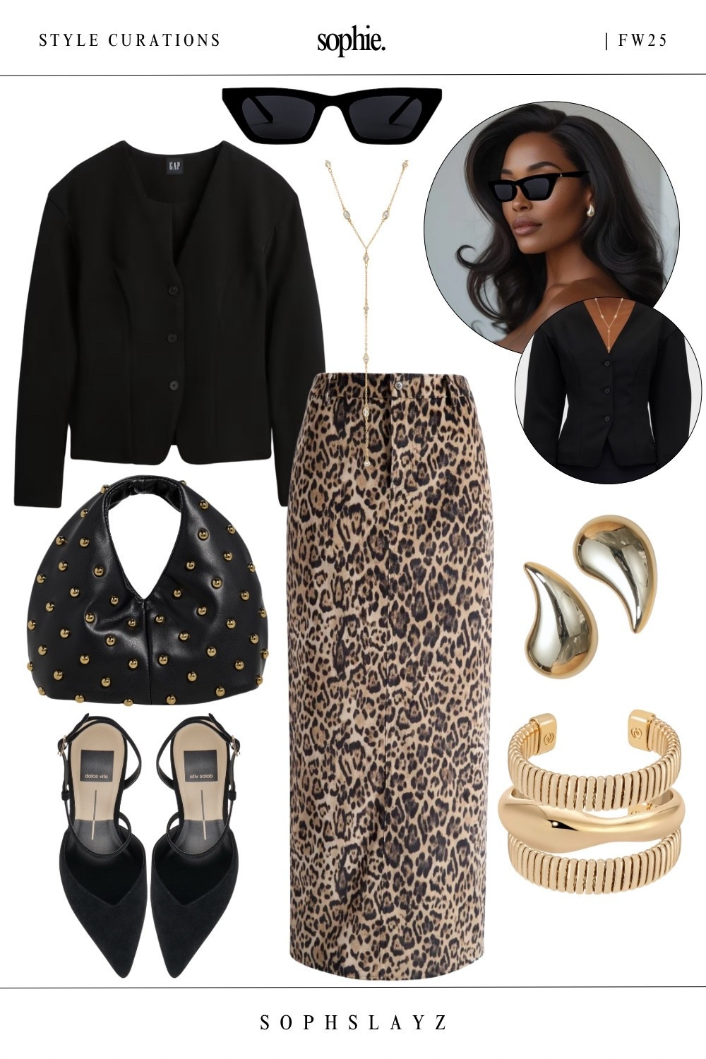 This look: fitted black structured top, leopard print maxi skirt, black pointed slingback pumps, studded leather handbag bag, sculptural gold drop earrings, layered gold bracelets, and a gold lariat necklace.
A sleek, feline-inspired look that feels luxe, confident, and ready to command a room.
Perfect for drinks downtown, power lunch, or dinner at a moody upscale spot.
🔎 fall outfits, maxi skirt outfit, fall fashion, barrel sleeve top, statement bag, gold bracelet stack, cocktail hour look, fall date night outfit, fw25

#LTKStyleTip