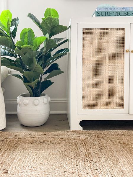 Looking for a quick idea to kickstart your home decor for summer? Try using some faux greenery or florals to add new life to your spaces! Loving this faux fiddle leaf fig tree on this bubble pot paired with our rattan cabinet, jute rug and coastal coffee table books!
.
#ltkhome #ltksalealert #ltkunder100 #ltkstyletip #ltkseasonal


#LTKhome #LTKSeasonal #LTKsalealert