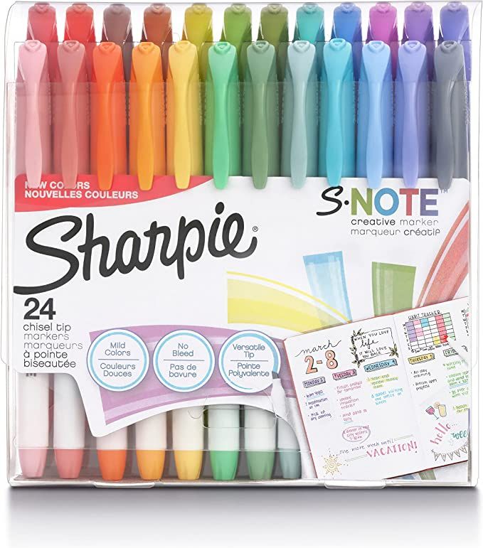 SHARPIE S-Note Creative Markers, Highlighters, Assorted Colors, Chisel Tip, 24 Count | Amazon (US)