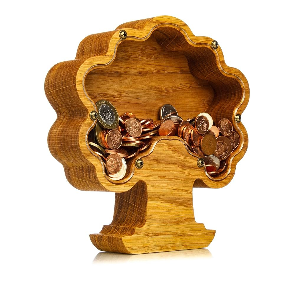 Wooden bonsai tree money box frame Piggy bank for adult boy girl kid Wood Montessori gifts Person... | Amazon (US)