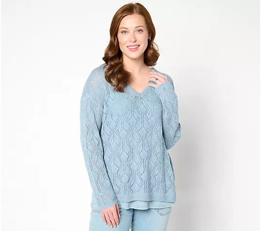 Peace Love World Boheme Open-Stich Novelty Sweater - QVC.com | QVC