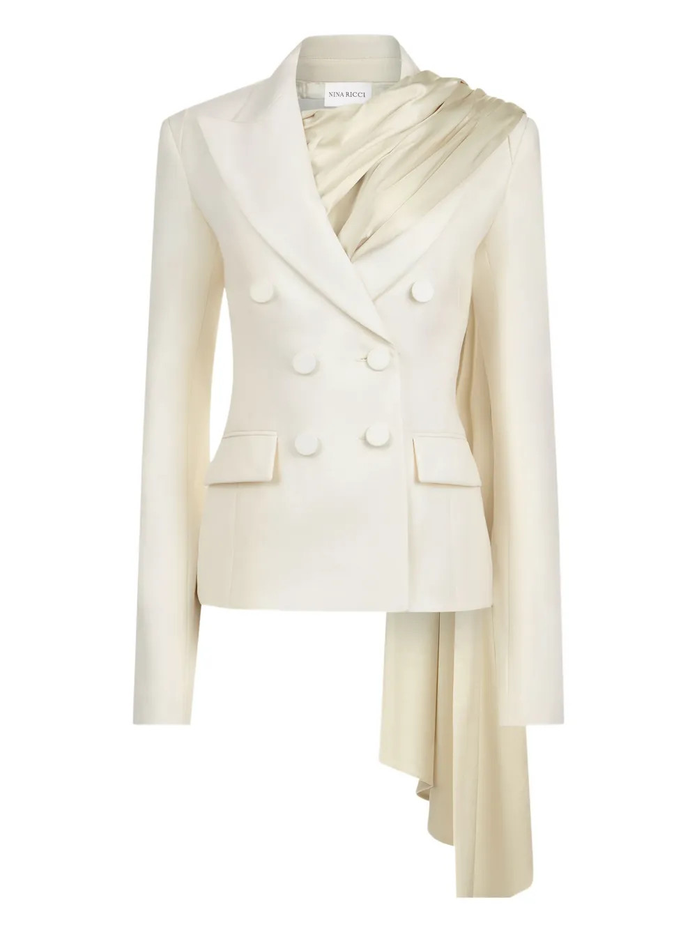 Nina Ricci draped-scarf double-breasted Blazer  | Neutrals | FARFETCH AU | Farfetch Global