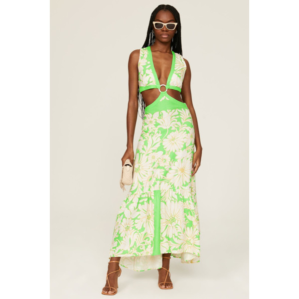 Sandro Ludmila Cutout Dress Green-print | Rent the Runway
