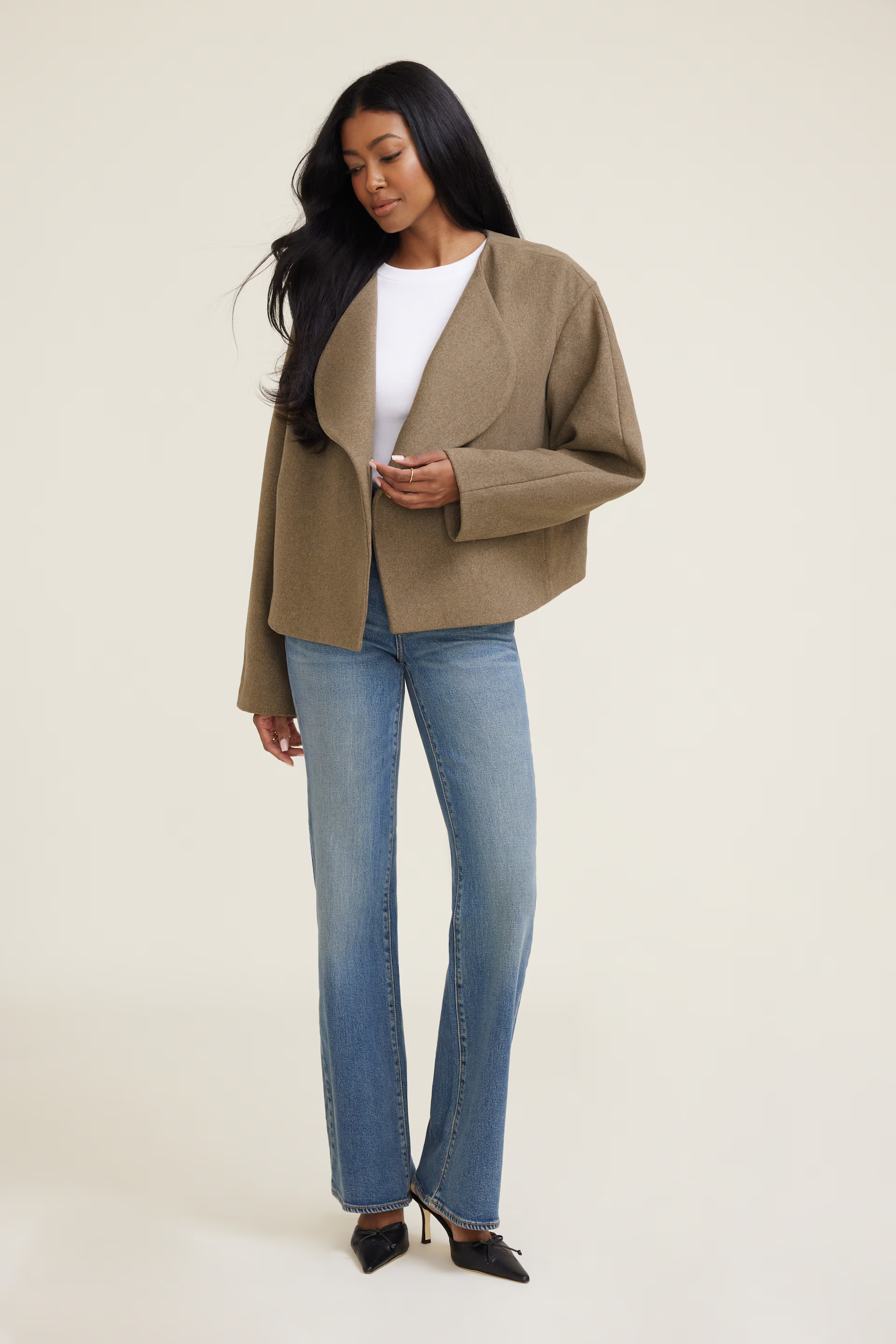 Open Melton Jacket | Dynamite Clothing